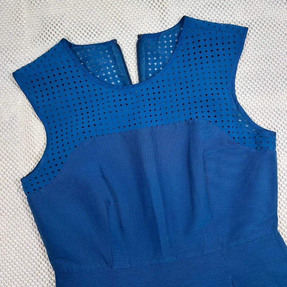 EUC J. Crew Fit‎ & Flare Mini Dress Sleeveless Teal Blue Party Cocktail Womens 6